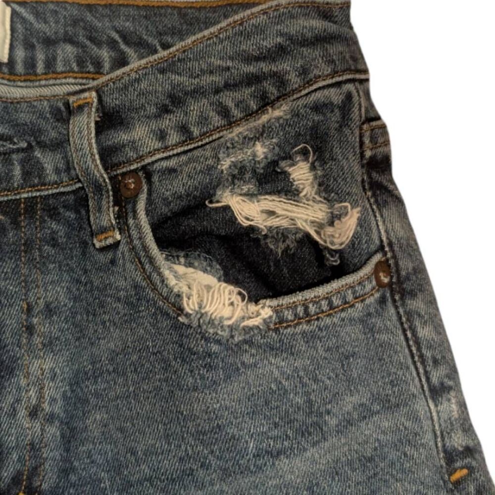 AGOLDE High Rise Crossover Jeans 25 Destroyed Hem Raw Edge Straight Leg - Picture 10 of 15